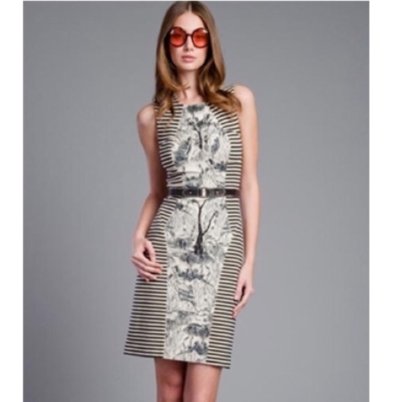 Tracy Reese French toile stripe floral white cream belted sheath-dress 1… - Picture 9 of 9